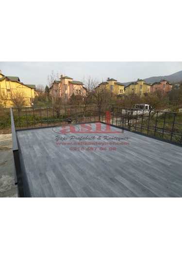 36 M² Loft Katlı,balkonlu, V Çatı + Verandalı Ahşap Desen Betopan
