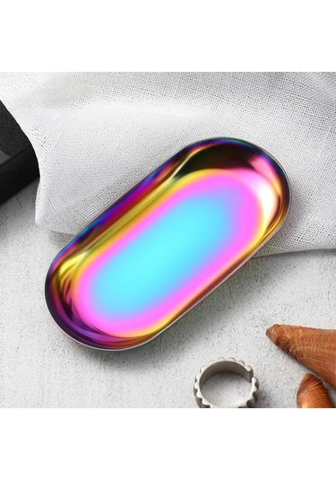 Paslanmaz Çelik Manikür Takı Saklama Tepsisi Metal Kozmetik Saklama Oval Pasta Meyve Tatlı Tepsisi Atıştırmalık Tabağı Mutfak Düzenleyici Çok Renkli