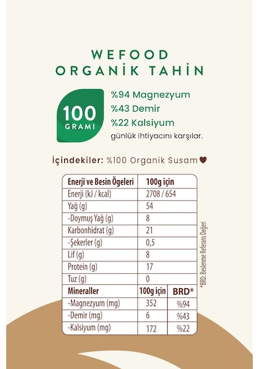 Wefood Organik Tahin 600 Gr