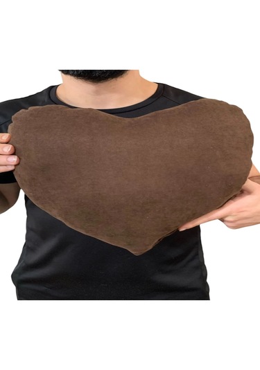 Ruxwoiw Kalp Yastığı %100 Pamuklu %100 Boncuk Elyaf - Kahverengi