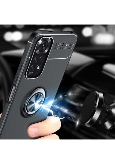 Xiaomi Redmi Note 11S Global Kılıf Yüzüklü Magnetli Ravel Case
