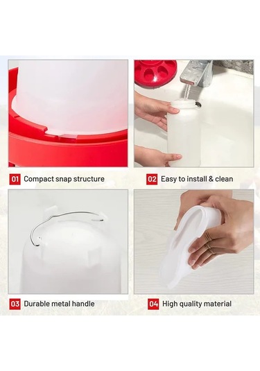 Dream011 2 Adet Kırmızı Beyaz Kümes Hayvanları İçin Otomatik Yemlik Ve Suluk Seti