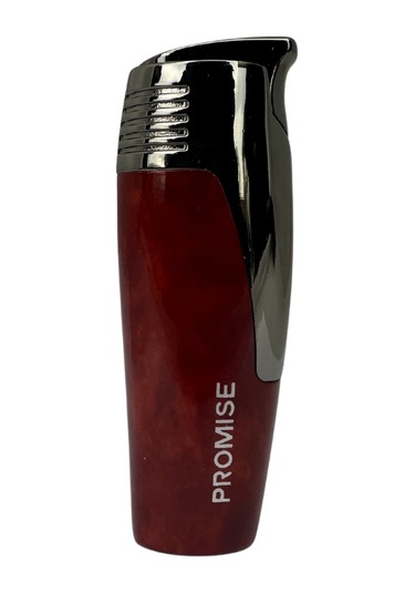 Tek Torch Pürmüz Kırmızı-gümüş Desenli Puro Çakmağı