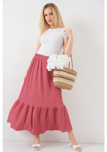 1886 Uzun Örme Etek - Gül Kurusu Gülkurusu