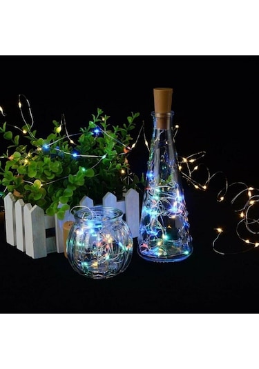 Mantar Tıpalı Peri Led 2 Mt Şişe Led Piller - Renkli