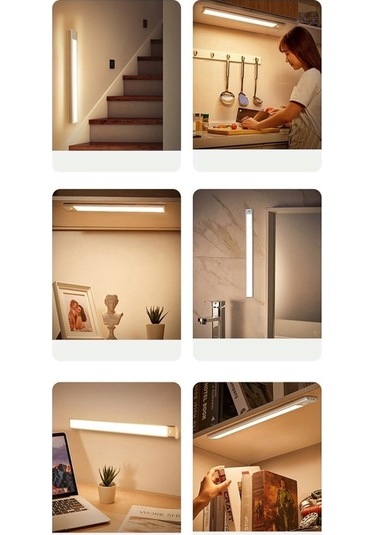 Soulader Akıllı Hareket Algılayan Şarj Edilebilir Led Aydınlatma Gece Lambası Işık Şeridi Gümüş