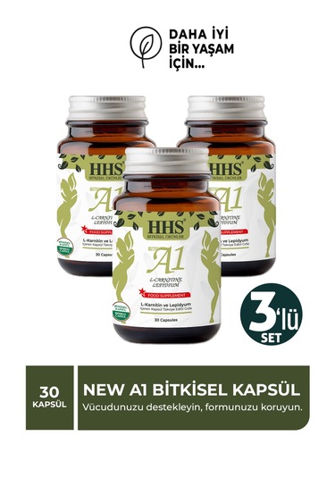 New A1 L Carnitine Lepidium Bitkisel Kapsül 3 Adet Aromasız