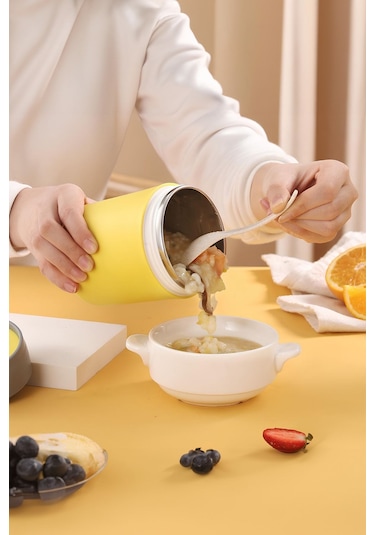 304 Çelik Yemek Mama Saklama Kabı cin560sr Sarı 500 ML Sarı