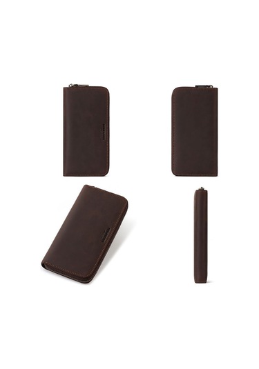 Sones Humerpaul Bp816 Rfıd Anti-Manyetik Erkek Uzun Cüzdan İş Retro Çoklu Kart Solt Çanta Kahverengi