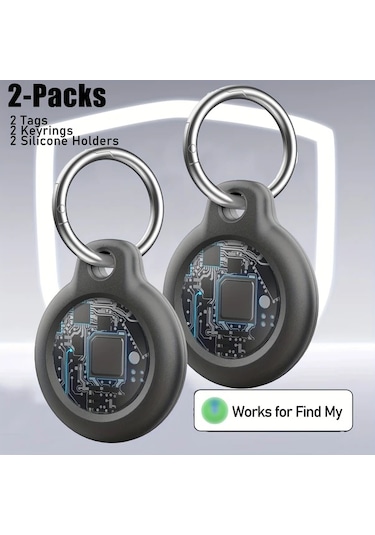 Siyah 2 Paket Item Locator, Sadece Apple İle Uyumlu, Bagaj Takibi Etiketi, Cüzdan Bulucu, Cep Telefonu Takipçisi, Pil İle 1 Yıl Kadar Sürer, Pil Değiştirilebilir, Silikon Kılıf Ve Anahtarlık Dahil