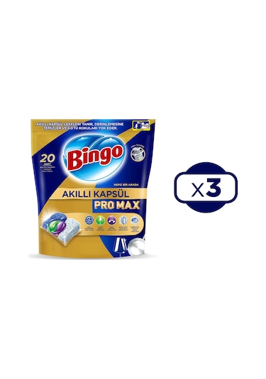 Bingo Akıllı Kapsül Pro Max Bulaşık Makinesi Tableti 3 x 20'li