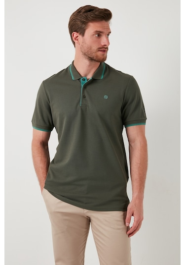 Buratti % 100 Pamuk Düğmeli Regular Fit Erkek Polo Yaka T Shirt 5902118 Haki-Mint