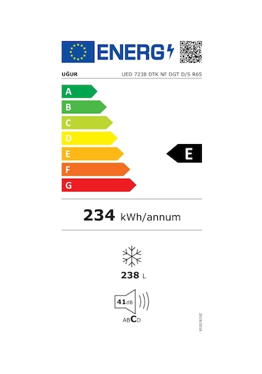 Uğur UED 7238 DTK NF DGT D/S R65 238 LT 7 Çekmeceli Dikey Derin Dondurucu