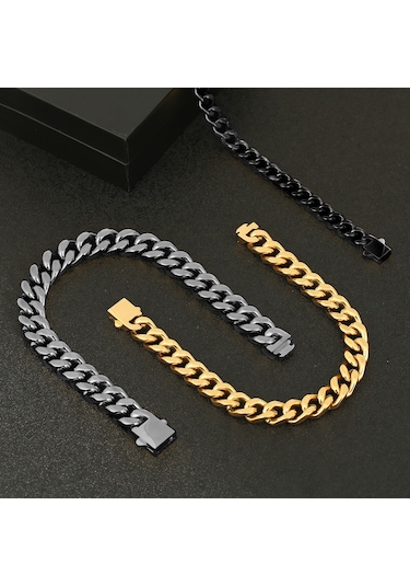 Yystore Erkek Çelik Bileklik Basit Paslanmaz Çelik 21cmx13mm Üç Boyutlu Yönlü Bilezik Tl-5332