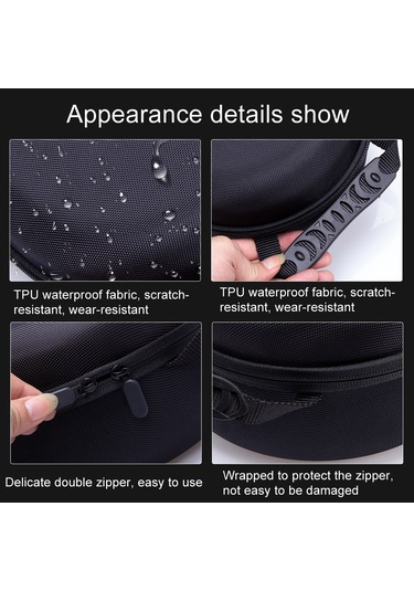 Vision Pro İçin Saklama Çantası Vr Şapkalar Eva Taşınabilir Sert Kılıf Kumaş Desenli Siyah