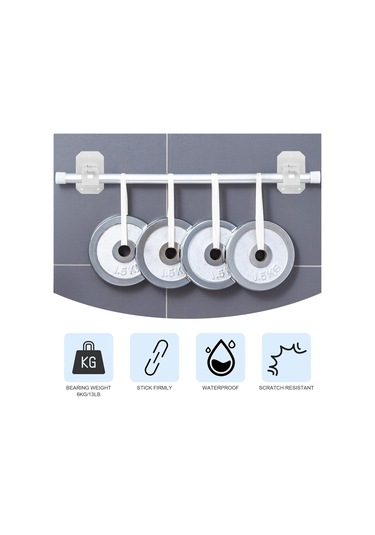 Adet Perde Çubuğu Braketi Delme Gerektirmeyen Perde Çubuğu Tutucuları, B Şeffaf