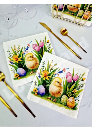 Love Land Paskalya Temalı Kağıt Masa Örtüsü 33x33 Cm 20 Adet 370309129 Pembe