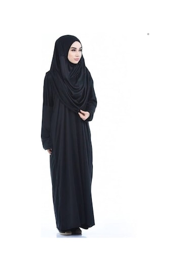 Tesettür Kadın Tek Parça Namaz Elbisesi Siyah