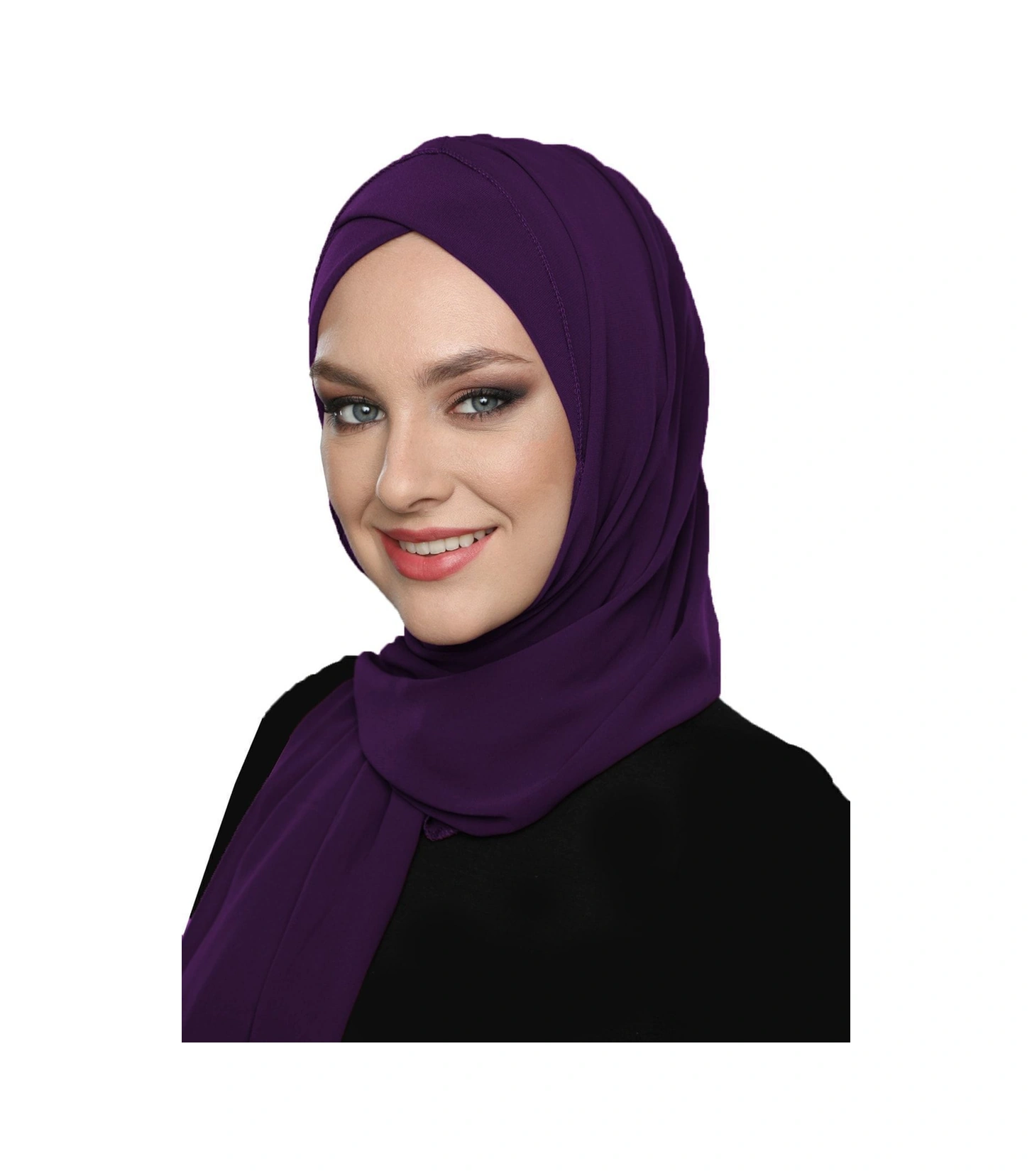 Şallı Takmatik Sade Mor Hazır Türban Tesettür Bone Namaz Örtüsü Mor