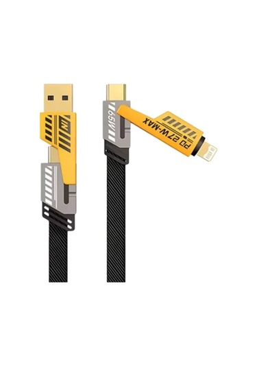 65w 4'ü 1 Arada Çoklu Şarj Kablosu - Usb-c, Usb-a, Lightning, Veri Ve Şarj Desteği