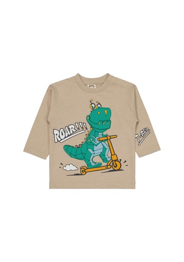 Civil Baby Dinazor Nakışlı 6-18 Ay Sweatshirt Vizon