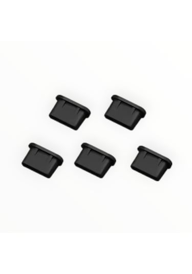 Type-c Telefonlara Uyumlu Toz Ve Kir Önleyici Şarj Soketi Koruyucu Tıpa Slikon 5 Adet Siyah