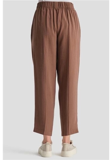 Armine Düğmeli Modal Pantolon 24k2621 Acı Kahve Kahverengi