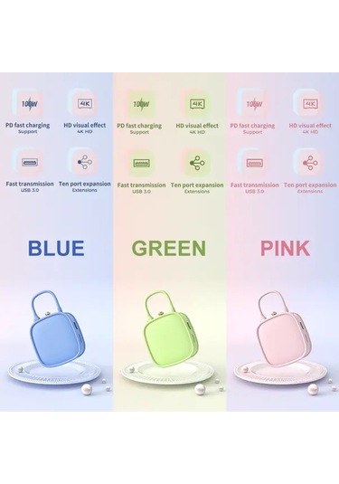 Xuweiwei Blue Bs10h 10in 1 Type C Usb C Genişletme İstasyonu Macbook Uyumlu Windows Ve Diğer Usb C Dizüstüler İçin