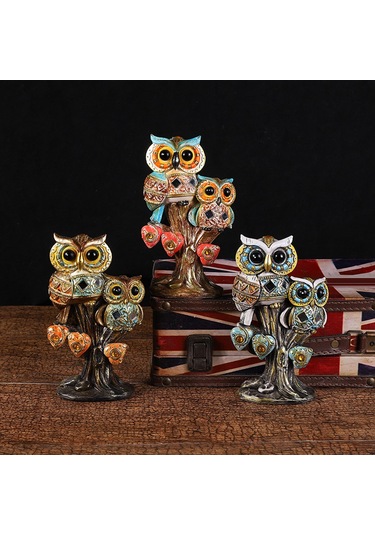 Suntek Baykuş Heykelcik Koleksiyon Modern Reçine Turuncu