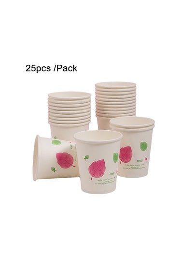 Cbtx 250 Ml Tek Kullanımlık Kağıt Bardak Kalınlaşmış Odun Hamuru Su Bardağı Kırmızı Yaprak