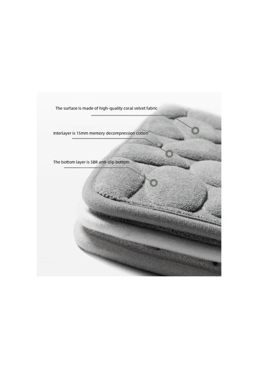 Zhlhome Kaydırmaz Banyo Paspası Gri 60x38cm Gri