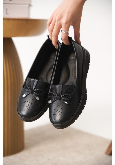 Garantili D0109 Günlük Ortopedik Kadın Babet Ayakkabı Siyah