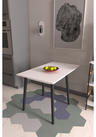 Vilinze Avanos Mdf Katlanır Ahşap Mutfak Masası - 70x80 Cm Beyaz Siyah
