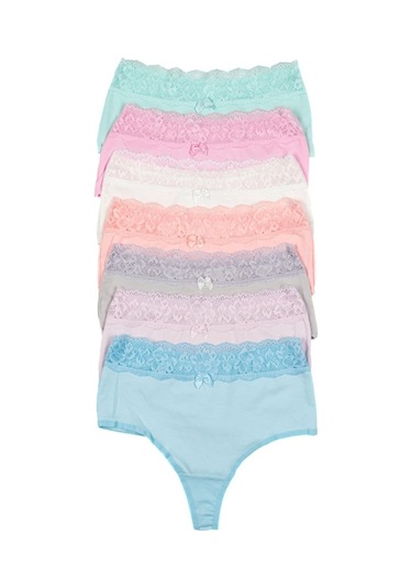 Nicoletta Kadın Külot Yüksek Bel Tanga Büyük Beden 7'Li Paket Somon