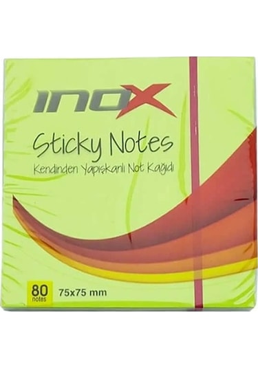 İnox Postit 75x75 80 Yaprak Fosforlu Yeşil - 3 Adet