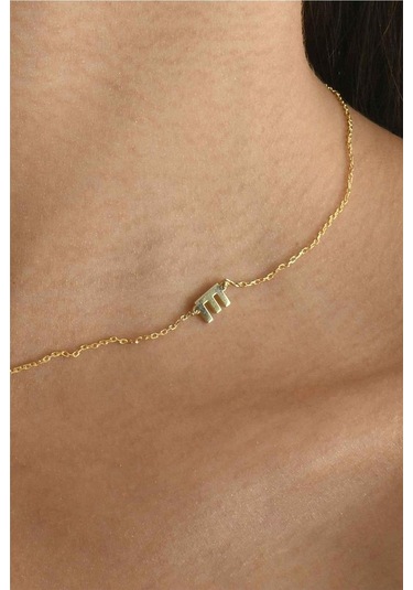 Minamis Silver 925 Ayar Gümüş E Harfi Kadın Köprücük Kolye-2259