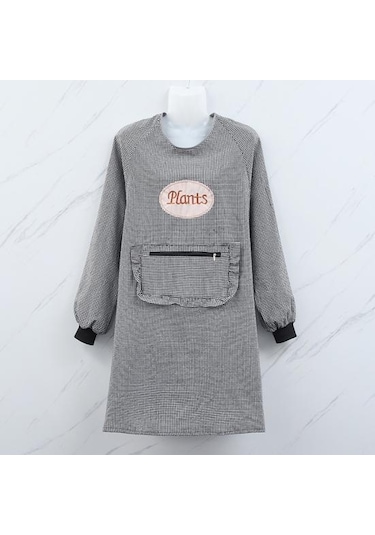 Mavi Temizleyici Ürünler Kadın Uzun Kollu Yağ Geçirmez Pamuk Ev Mutfak Pişirme Temiz Önlük Cep Önlük