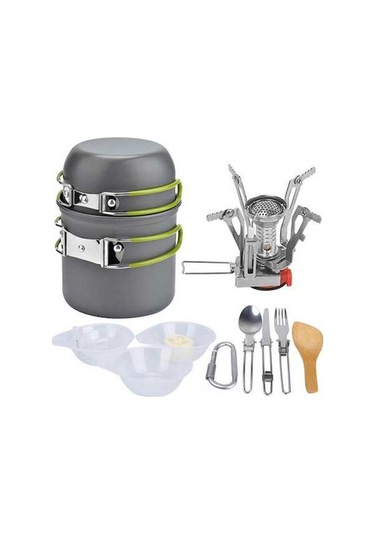 Createtech Ve Tencere, Taşınabilir Takımı Seti: Renkli Pratik Ocak Katlanır Kamp İle Geeroyoo Çok Çatal Bıçak Alüminyum Fc Çok Renkli