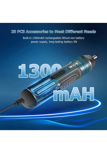 Siyah Yeşil 1 Takım 20in 1 Mini Elektrikli Tornavida Seti Usb Şarj Edilebilir 1300mah Ayarlama Güç Matkap Çok Fonksiyonlu Sökme Tork Tamir Araçları Kiti