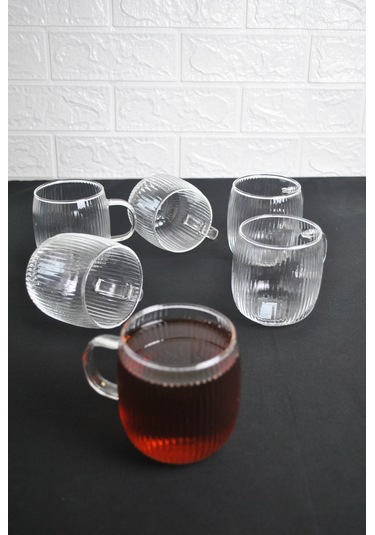 Borosılıkat Cam Kupa Kulplu Bardak Çay Kahve Meşrubat Bardağı 395