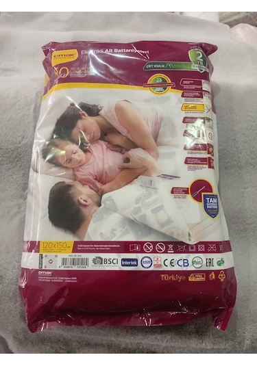 Omak 50.yıla Özel Ce Kalite Belgeli Çift Kişilik Keçe Elektrikli Battaniye 120x150 Beyaz