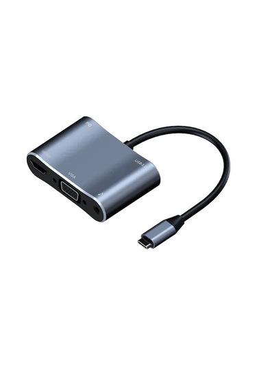 "5'li Usb-c Hub: Vga, Hdmı, 4k Video, 87w Pd Şarj Ve Ses Çıkışı"