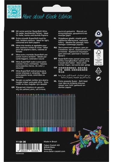 Faber-Castell Renkli kalemler Blackwood, Black Edition, 36'lı kutu