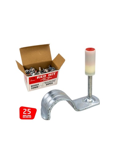 Red Hit Mx004 25mm Boru Sabitleme Kelepçeli Barutlu Çivi 80 Li Paket