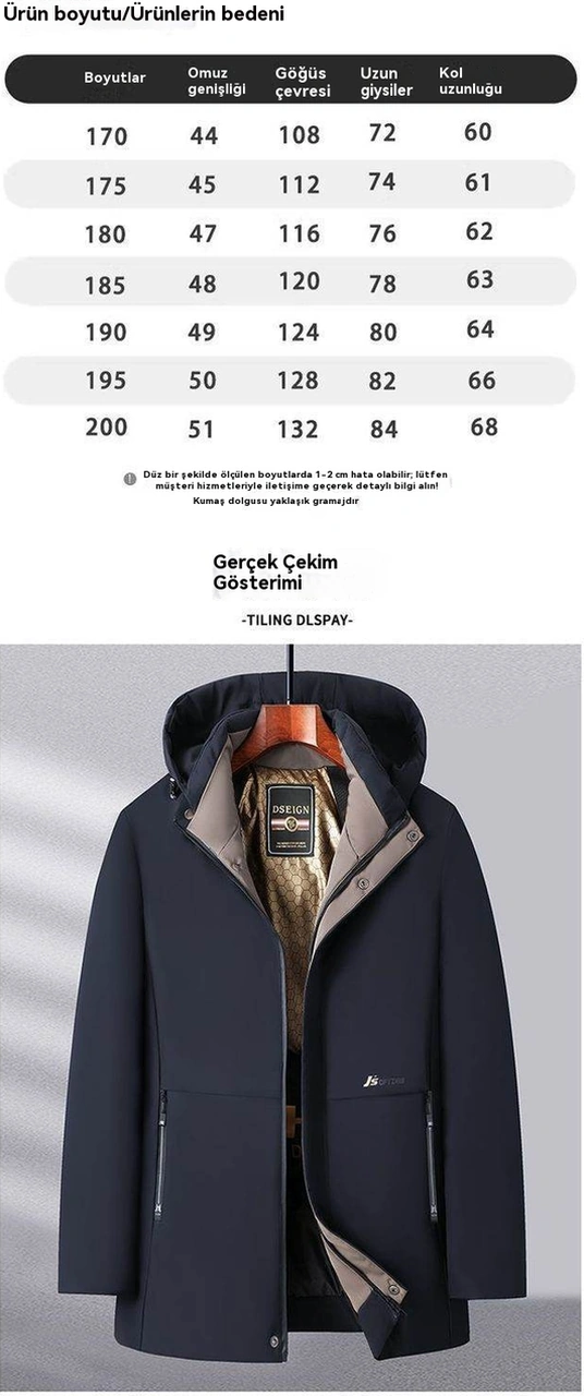 Kışlık Mont Pamuklu Mont Artı Kadife Kalınlaştırılmış Baba Orta Yaşlı Ve Yaşlılar İçin Sıcak Ceket Mont Siyah