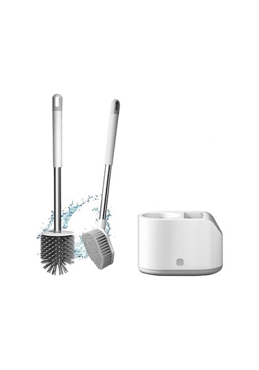 Dancemonkey Lichen Tuvalet Fırçası Ve Tutucu Seti Silikon Tuvalet Fırçası Ve Gp Beyaz