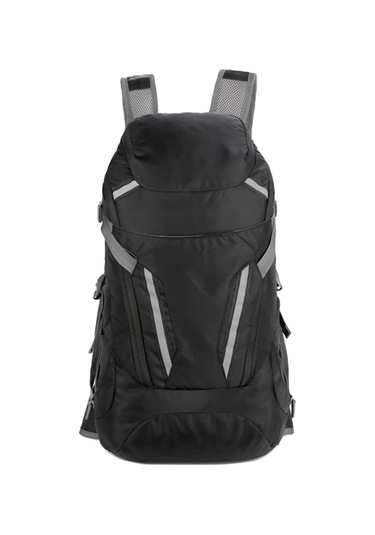 Jeehugo Suluğa Dayanıklı Nilon Outdoor Çanta - İçine Katlanabilir, Hafif, Yürüyüş Ve Dağcılık İçin Siyah Çift Omuzlu Sırt Çantası Siyah