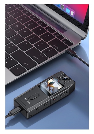 Km25 1080p 180 Derece Vücut Kamerası 1.3 Inch Hd Ekranlı Gece Görüşlü Aksiyon Kamerası - Siyah