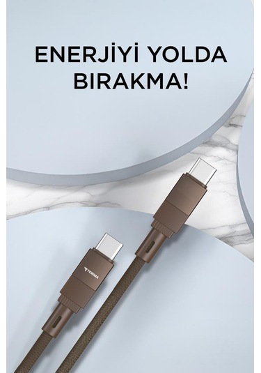 Torima U18 Type-c İle Type-c Şarj Ve Data Kablosu Kahverengi
