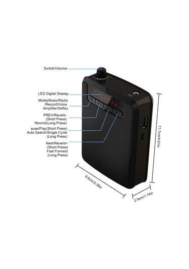 Geeksen Mobil Ses Güçlendirici, Şarj Edilebilir, Kablolu Mikrofon Ve Bel Kemerli, Mp3 Çalar, Fm Radyo, Öğretim, Konferans, Tur Rehberi İçin Mor